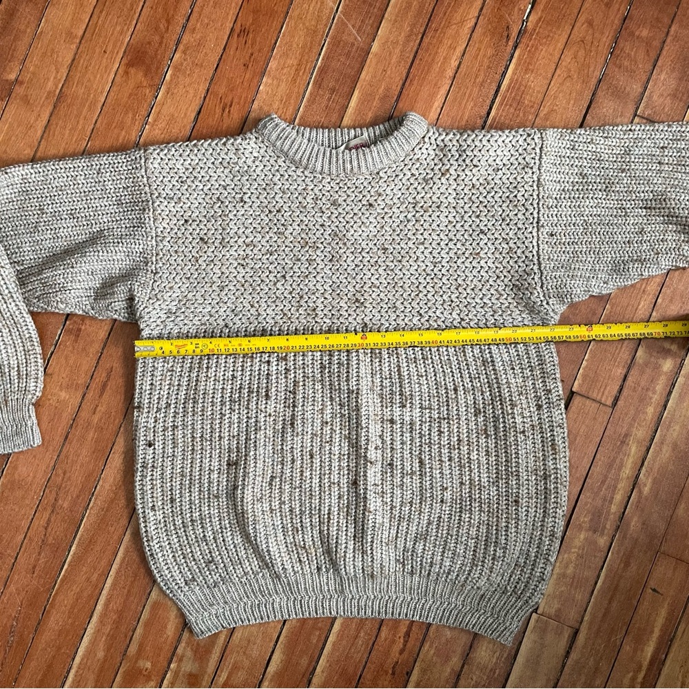 Vintage GRENADIER Mixed-Stitch Tweed Sweater | Oatmeal | Med - Picture 11 of 16